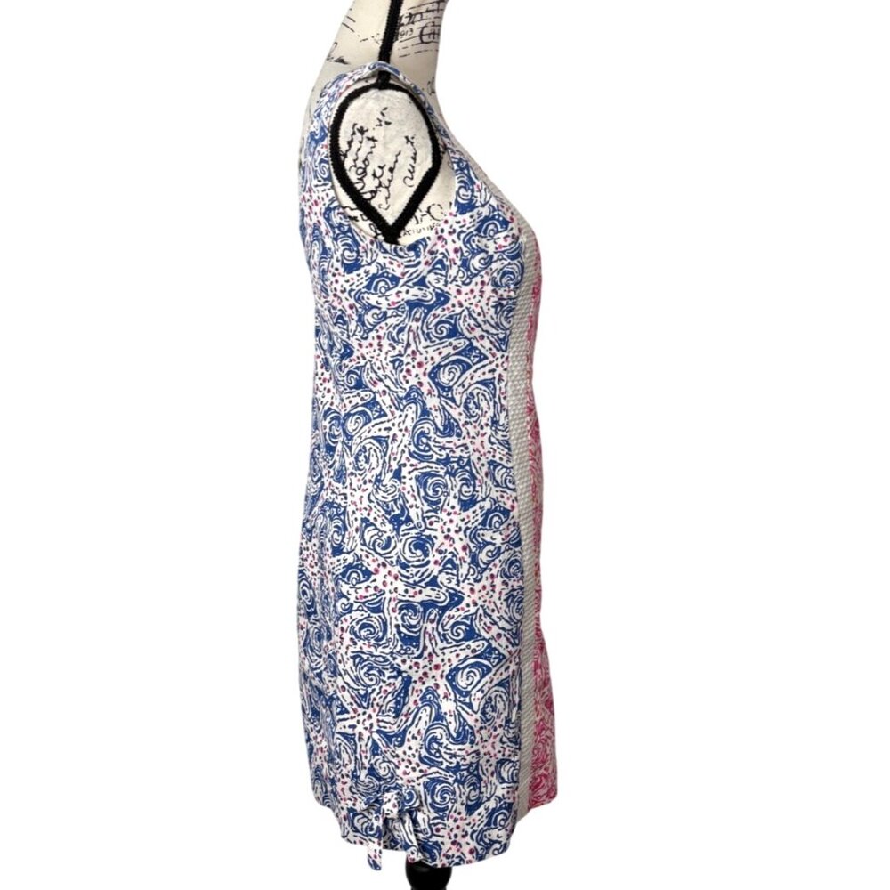 Lilly Pulitzer Delia Indigo Star Crush Shift Dress Size 4 Blue Pink White Cotton - Picture 3 of 9